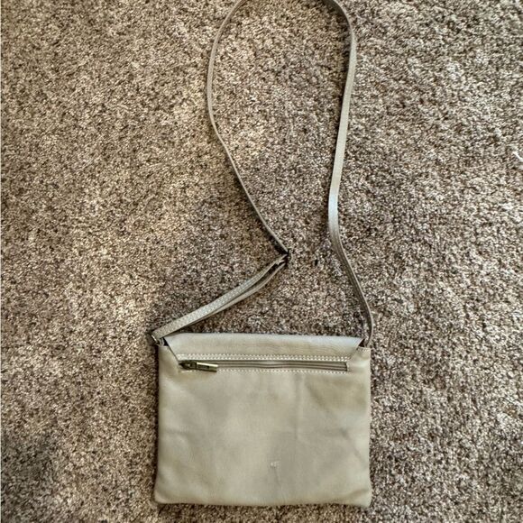 Cream Italian Leather Envelope Flap Crossbody Purse. - Picture 9 of 10